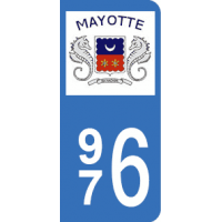 		Plaque d'immatriculation au logo du departement de Mayotte, region Dom-Tom, France