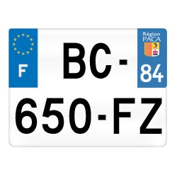 plaque immatriculation moto sur mesure 84