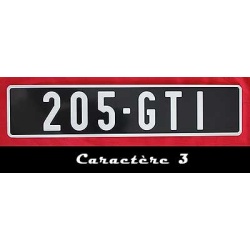 plaque d'immatriculation noire 205 gti